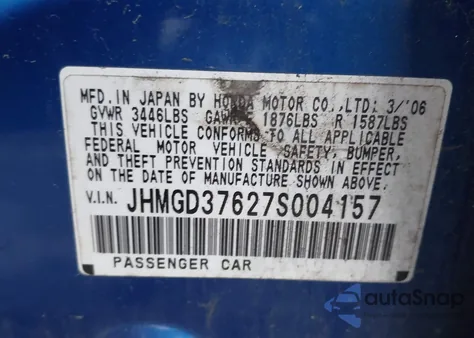 2007 Honda Fit Sport z USA, uszkodzony, nr VIN JHMGD37627S004157